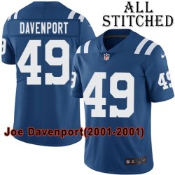 Blue Home Embroidered Joe Davenport Indianapolis Colts #49 Stitched Jersey