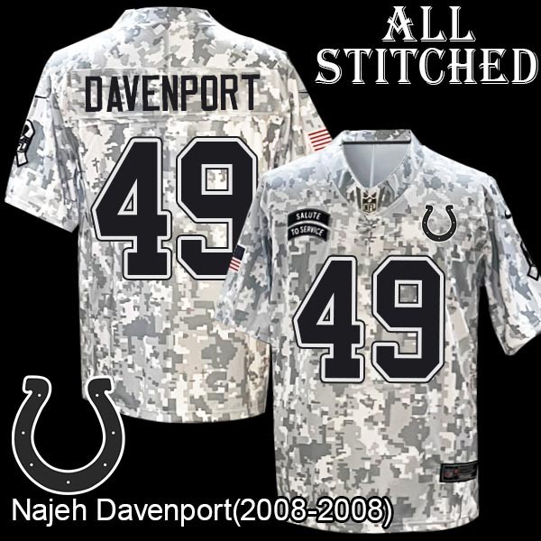 Camo Embroidered Najeh Davenport Indianapolis Colts #49 Stitched Jersey