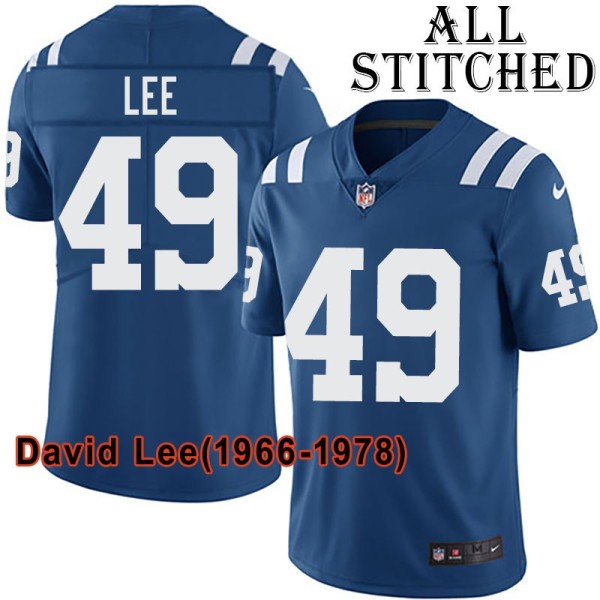 Blue Home Embroidered David Lee Indianapolis Colts #49 Stitched Jersey