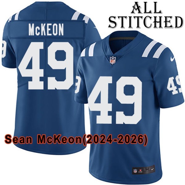 Blue Home Embroidered Sean McKeon Indianapolis Colts #49 Stitched Jersey