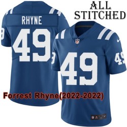 Blue Home Embroidered Forrest Rhyne Indianapolis Colts #49 Stitched Jersey