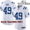 White Embroidered David Tate Indianapolis Colts #49 Stitched Jersey