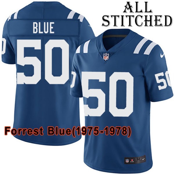 Blue Home Embroidered Forrest Blue Indianapolis Colts #50 Stitched Jersey