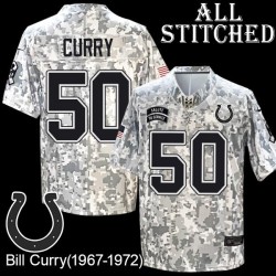 Camo Embroidered Bill Curry Indianapolis Colts #50 Stitched Jersey
