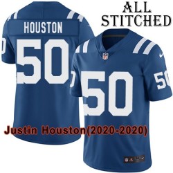 Blue Home Embroidered Justin Houston Indianapolis Colts #50 Stitched Jersey
