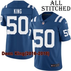 Blue Home Embroidered Deon King Indianapolis Colts #50 Stitched Jersey