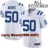 White Embroidered Larry Moore Indianapolis Colts #50 Stitched Jersey