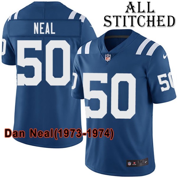 Blue Home Embroidered Dan Neal Indianapolis Colts #50 Stitched Jersey