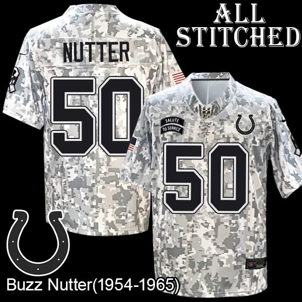 Camo Embroidered Buzz Nutter Indianapolis Colts #50 Stitched Jersey