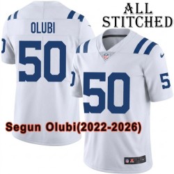 White Embroidered Segun Olubi Indianapolis Colts #50 Stitched Jersey