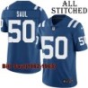 Blue Home Embroidered Bill Saul Indianapolis Colts #50 Stitched Jersey