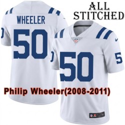 White Embroidered Philip Wheeler Indianapolis Colts #50 Stitched Jersey