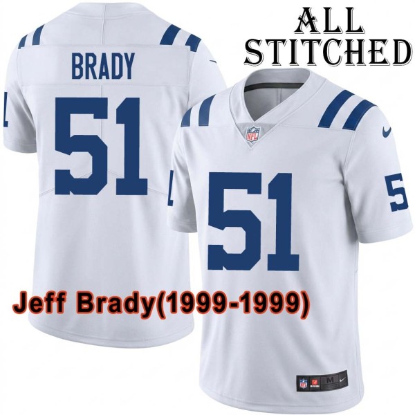 White Embroidered Jeff Brady Indianapolis Colts #51 Stitched Jersey