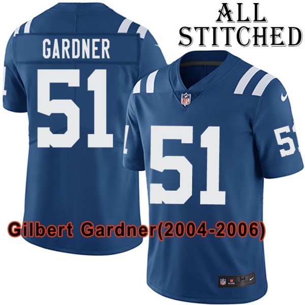 Blue Home Embroidered Gilbert Gardner Indianapolis Colts #51 Stitched Jersey