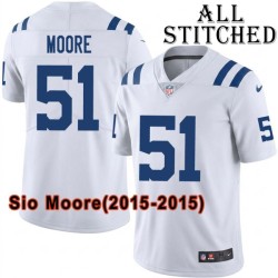 White Embroidered Sio Moore Indianapolis Colts #51 Stitched Jersey