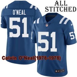 Blue Home Embroidered Calvin O'Neal Indianapolis Colts #51 Stitched Jersey