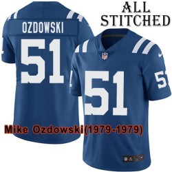 Blue Home Embroidered Mike Ozdowski Indianapolis Colts #51 Stitched Jersey