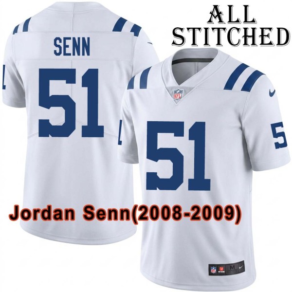 White Embroidered Jordan Senn Indianapolis Colts #51 Stitched Jersey