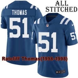 Blue Home Embroidered Ratcliff Thomas Indianapolis Colts #51 Stitched Jersey