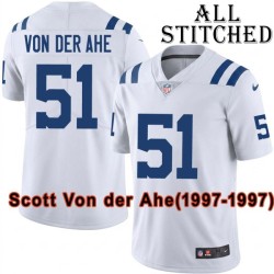 White Embroidered Scott Von der Ahe Indianapolis Colts #51 Stitched Jersey