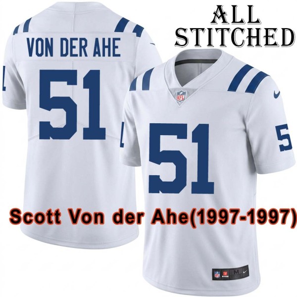 White Embroidered Scott Von der Ahe Indianapolis Colts #51 Stitched Jersey