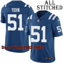 Blue Home Embroidered Dave Yohn Indianapolis Colts #51 Stitched Jersey