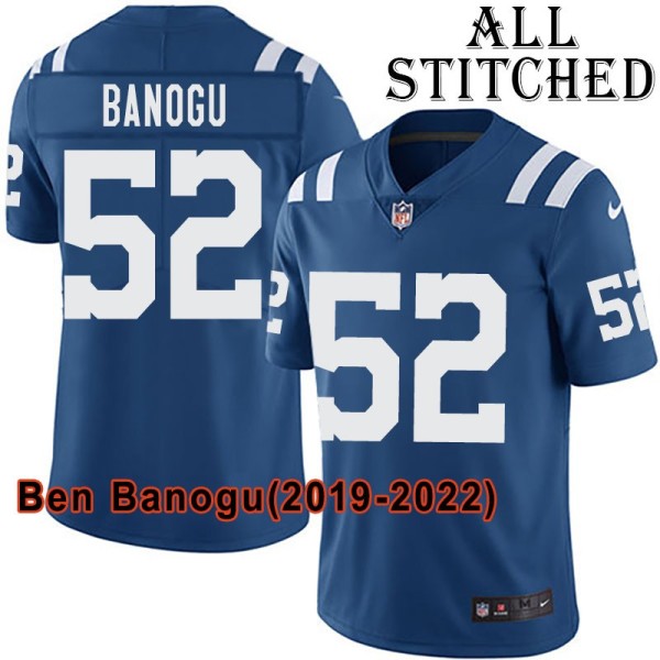 Blue Home Embroidered Ben Banogu Indianapolis Colts #52 Stitched Jersey