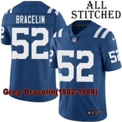 Blue Home Embroidered Greg Bracelin Indianapolis Colts #52 Stitched Jersey