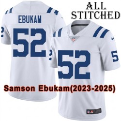 White Embroidered Samson Ebukam Indianapolis Colts #52 Stitched Jersey