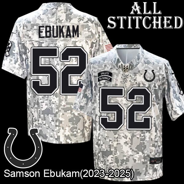 Camo Embroidered Samson Ebukam Indianapolis Colts #52 Stitched Jersey