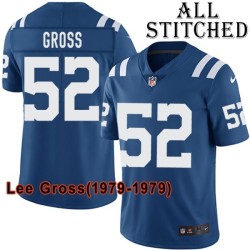 Blue Home Embroidered Lee Gross Indianapolis Colts #52 Stitched Jersey