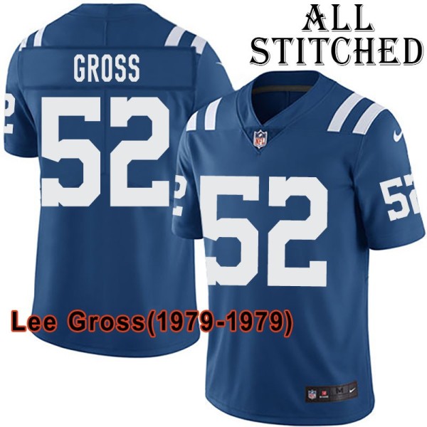 Blue Home Embroidered Lee Gross Indianapolis Colts #52 Stitched Jersey