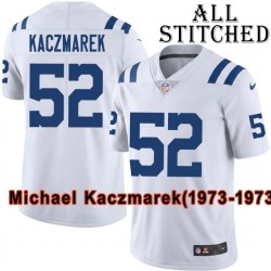 White Embroidered Michael Kaczmarek Indianapolis Colts #52 Stitched Jersey