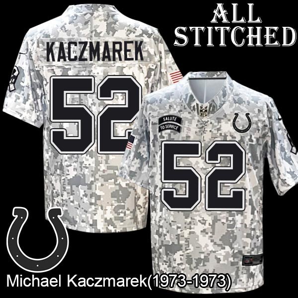 Camo Embroidered Michael Kaczmarek Indianapolis Colts #52 Stitched Jersey