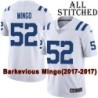 White Embroidered Barkevious Mingo Indianapolis Colts #52 Stitched Jersey