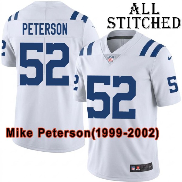 White Embroidered Mike Peterson Indianapolis Colts #52 Stitched Jersey
