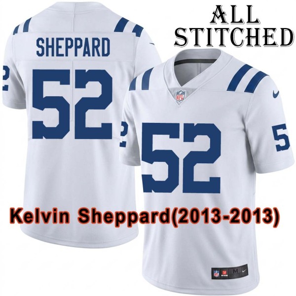 White Embroidered Kelvin Sheppard Indianapolis Colts #52 Stitched Jersey