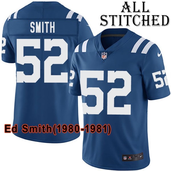 Blue Home Embroidered Ed Smith Indianapolis Colts #52 Stitched Jersey