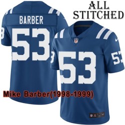 Blue Home Embroidered Mike Barber Indianapolis Colts #53 Stitched Jersey