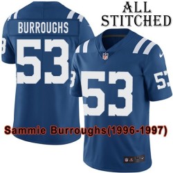 Blue Home Embroidered Sammie Burroughs Indianapolis Colts #53 Stitched Jersey