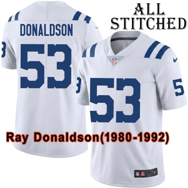 White Embroidered Ray Donaldson Indianapolis Colts #53 Stitched Jersey