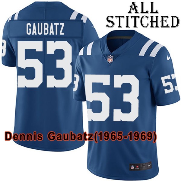 Blue Home Embroidered Dennis Gaubatz Indianapolis Colts #53 Stitched Jersey