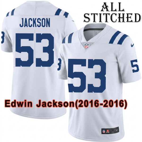 White Embroidered Edwin Jackson Indianapolis Colts #53 Stitched Jersey
