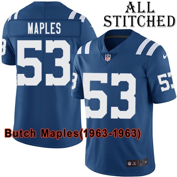 Blue Home Embroidered Butch Maples Indianapolis Colts #53 Stitched Jersey