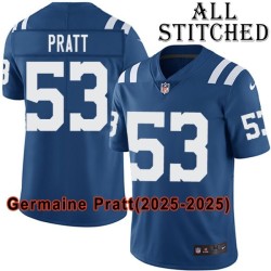 Blue Home Embroidered Germaine Pratt Indianapolis Colts #53 Stitched Jersey
