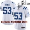 White Embroidered Germaine Pratt Indianapolis Colts #53 Stitched Jersey