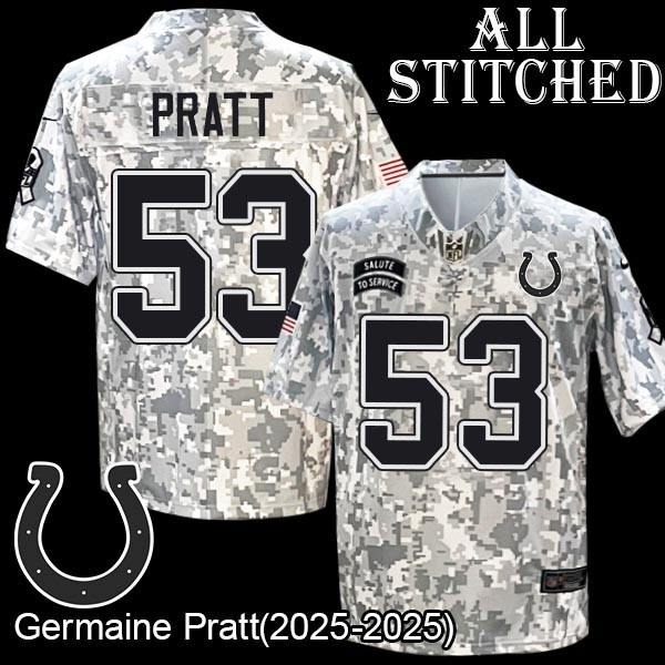 Camo Embroidered Germaine Pratt Indianapolis Colts #53 Stitched Jersey