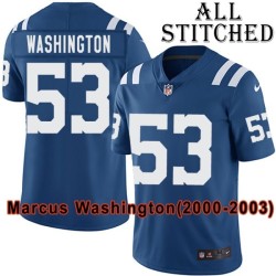 Blue Home Embroidered Marcus Washington Indianapolis Colts #53 Stitched Jersey