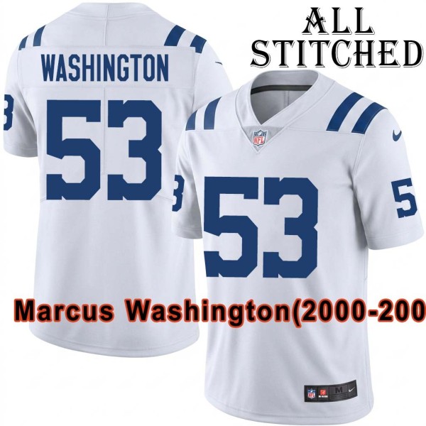 White Embroidered Marcus Washington Indianapolis Colts #53 Stitched Jersey