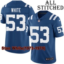Blue Home Embroidered Stan White Indianapolis Colts #53 Stitched Jersey